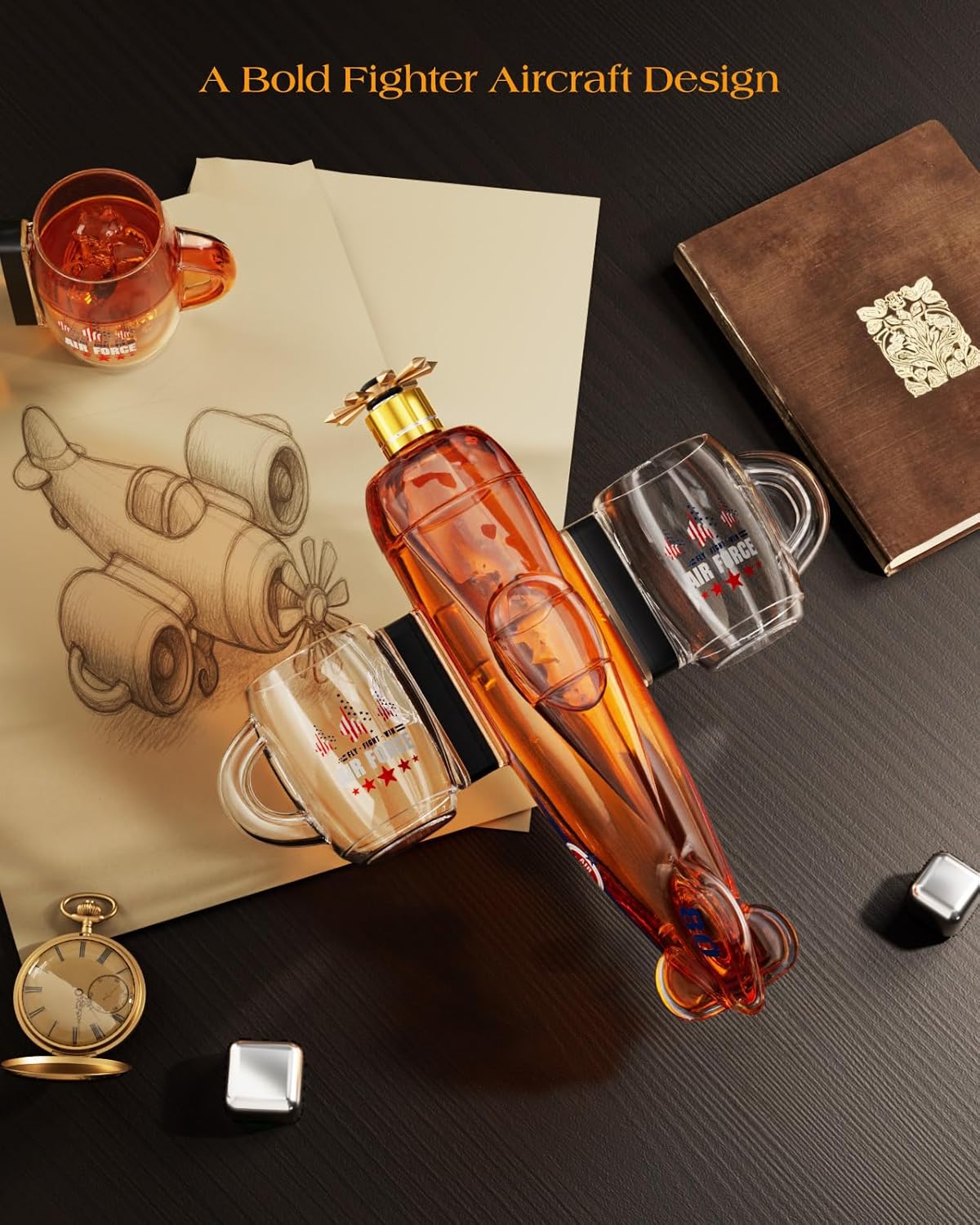 Kollea Fighter Aircraft Whiskey Decanter Set